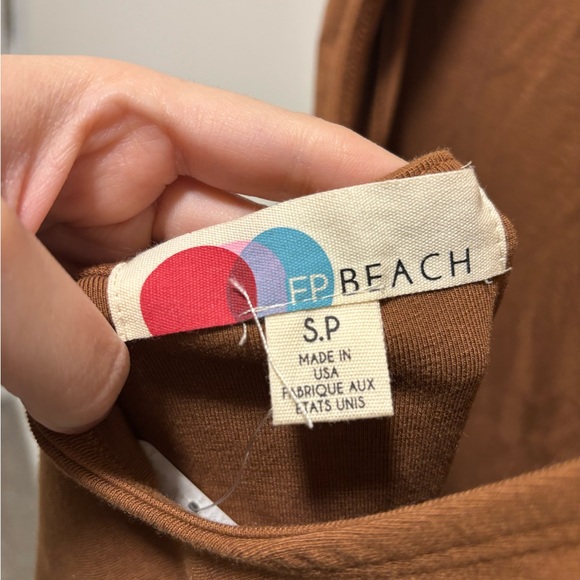 Free People S FP Beach NWT Rosalie Mini Brown T shirt Dress - Picture 3 of 4
